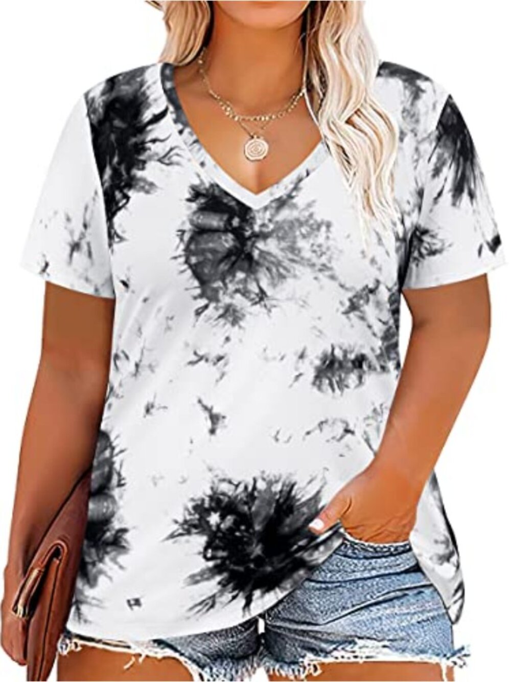 Plus Size Short Sleeve V-Neck Blouse | Lightweight Stretch Top
